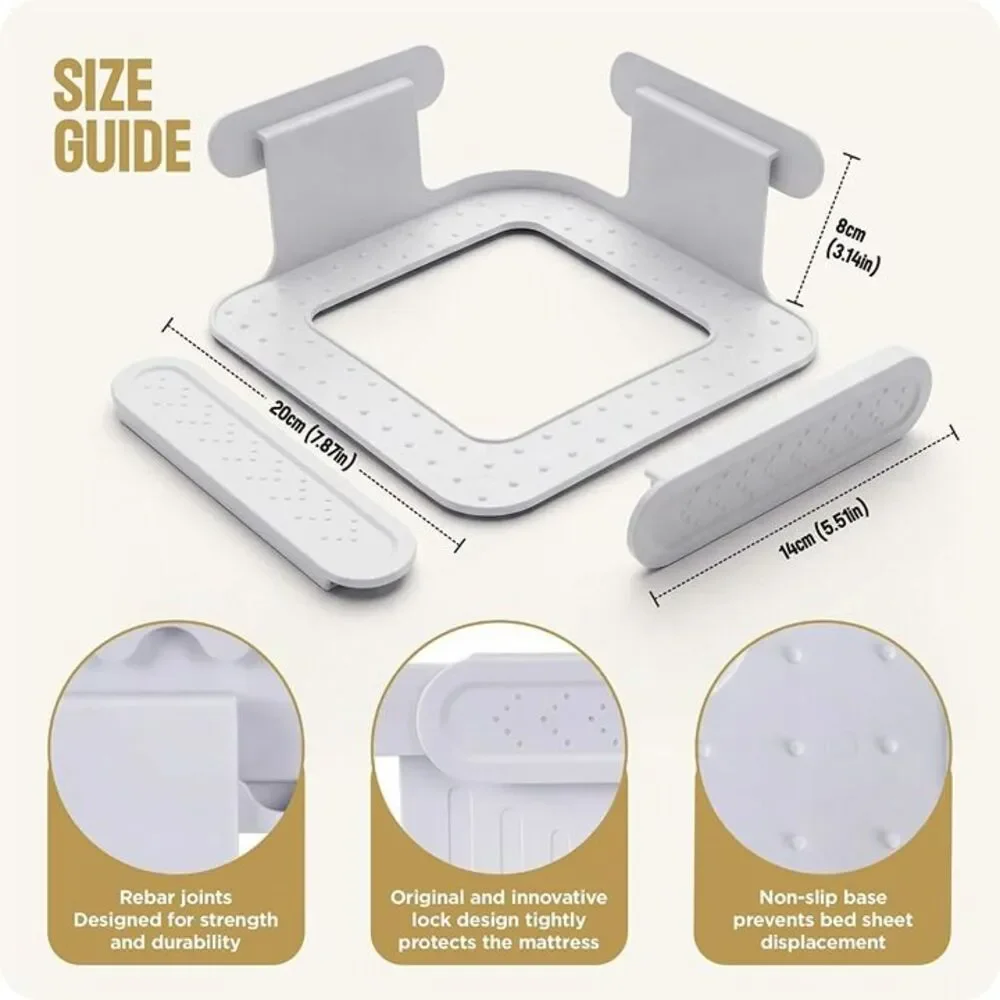 Fitted Sheet Holder for Corners, Upgraded Locking Bed Sheet Fastener System